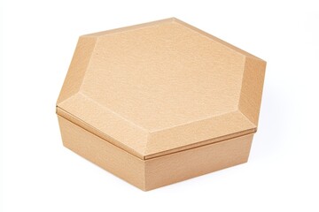 Hexagonal Kraft box isolated on a white background