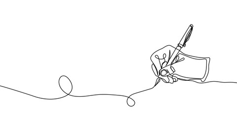 One line hand writing continuous line drawing hand with pen line art illustration