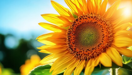 Obraz premium Vibrant Sunflower Close Up In Sunny Sunlight