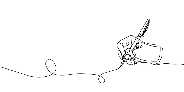 One line hand writing continuous line drawing hand with pen line art illustration