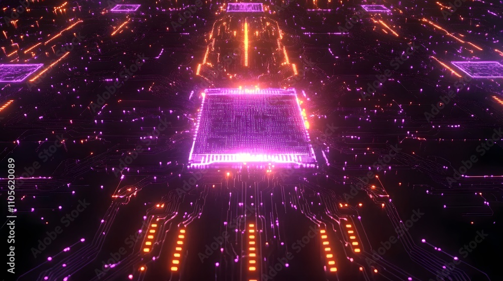 Aufkleber abstract neural network represented by glowing circu ai generated illustration