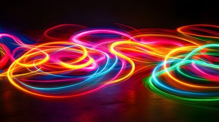 Obraz premium Abstract neon light streaks in vibrant colors flowin AI generated illustration