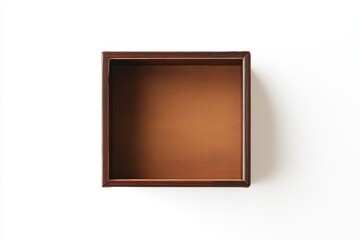 Overhead view of square cardboard box isolated
