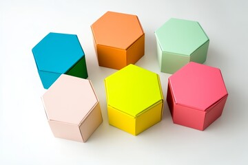 Octagonal solid color boxes isolated on a white background
