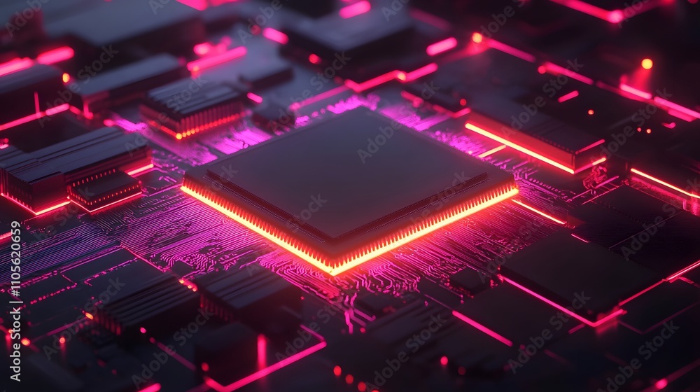 Poster advanced ai processor on a glowing circuit board pul ai generated illustration
