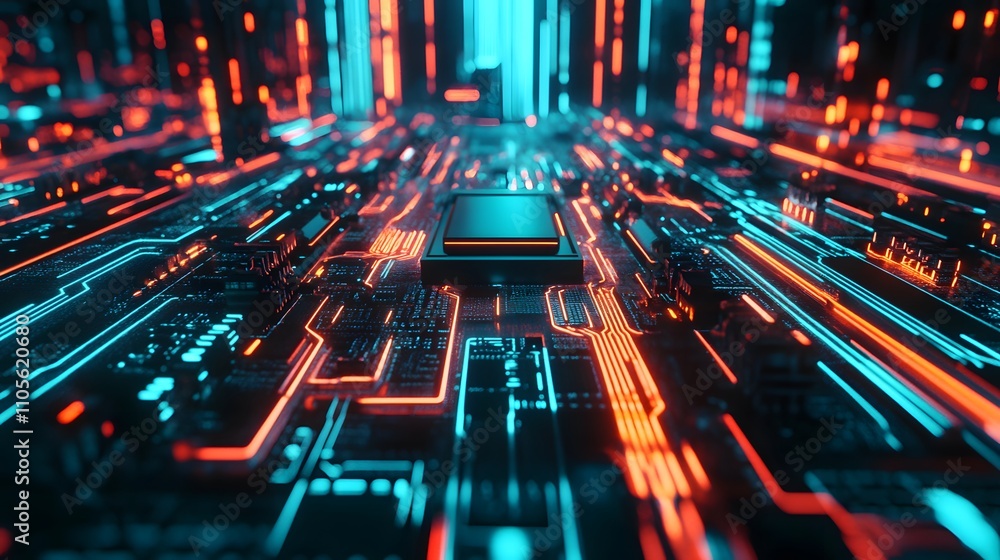 Poster advanced ai processor on a glowing circuit board pul ai generated illustration