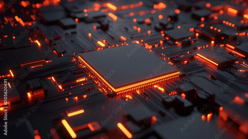 Poster advanced ai processor on a glowing circuit board pul ai generated illustration