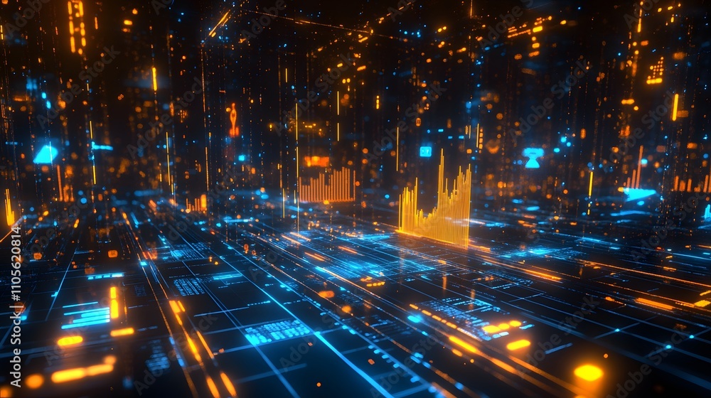 Poster advanced data analytics interface with detailed glow ai generated illustration
