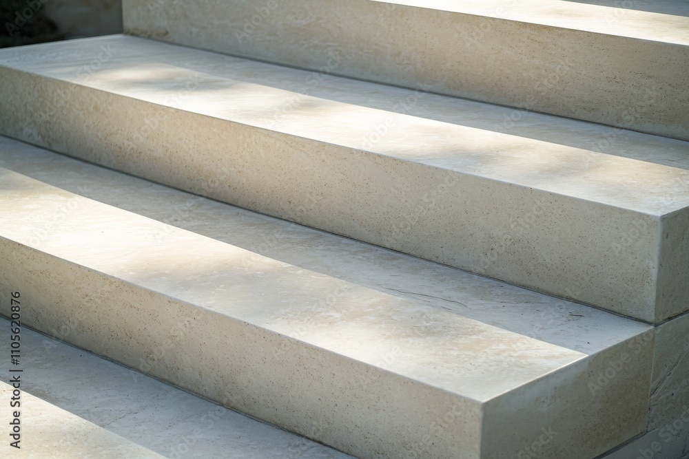 Fototapete a detailed close-up shot of stone steps, emphasizing the smooth and textured surfaces under soft lig