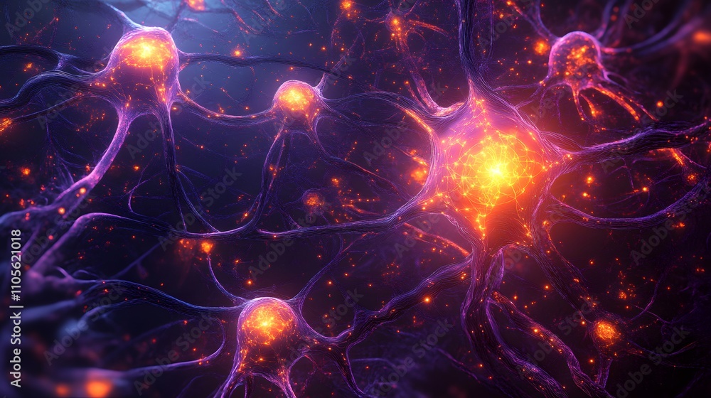 Poster advanced neural network circuitry glowing with soft ai generated illustration