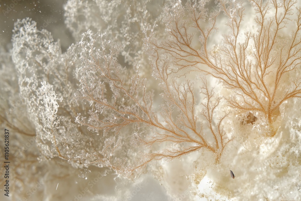 Poster beautiful soft coral branches exhibit intricate natural patterns, enveloped in a serene underwater a