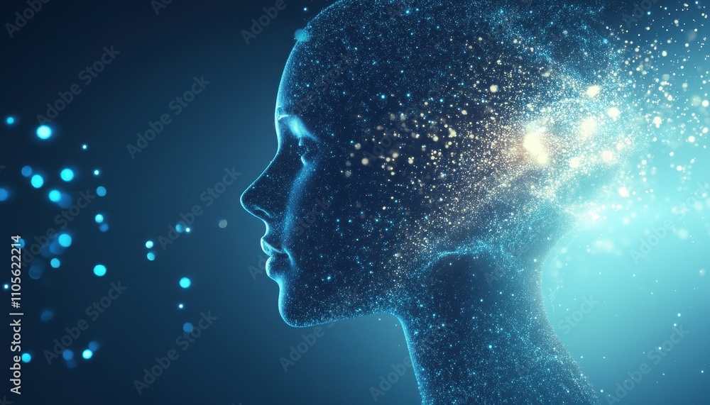 Poster abstract digital profile a sparkly constellation face