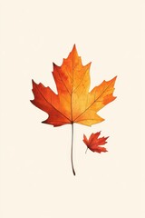 Abstract watercolor illustration with autumn leaves and splashes