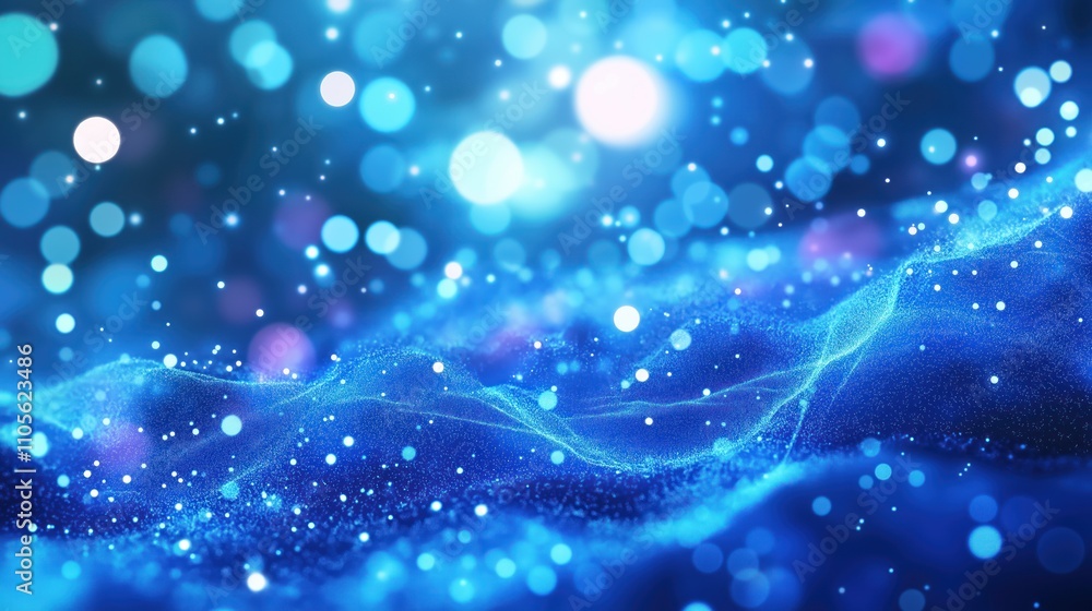 Poster abstract blue particle tech background. dynamic tech visual. suitable for business presentations or 