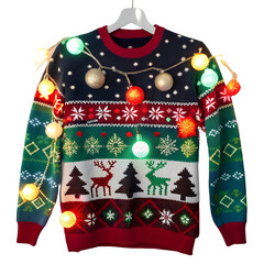 Christmas ugly sweater isolated. Illustration AI Generative