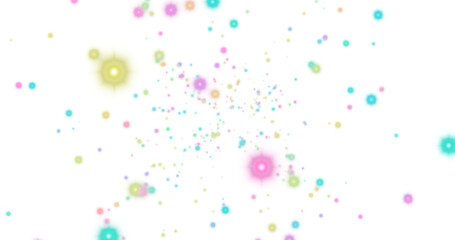 PNG transparent. Fantastic background of bright glowing particles in deep space. Bright electric flashes