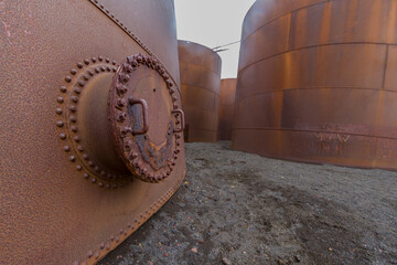 Views of the abandoned whale processing station at Whalers Bay on Deception Island, South Shetland Islands, Antarctica