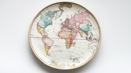 A conceptual plate with a map of international trade routes and nodes, showcasing the dynamics of global logistics