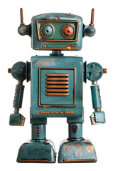 Vintage robot toy isolated on a white background simple AI Image