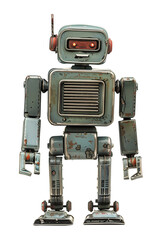 Vintage robot toy isolated on a white background simple AI Image