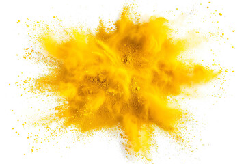 Yellow powder explosion isolated AI Image 