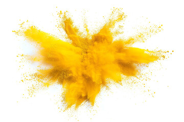 Yellow powder explosion isolated AI Image 