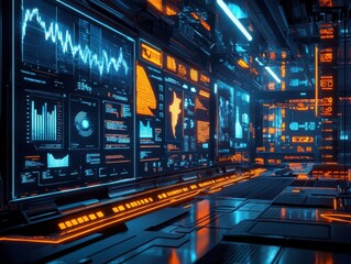 Futuristic cyberpunk cityscape with holographic displays urban setting digital art high-tech environment immersive perspective innovative concepts for seo impact
