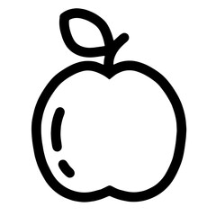 Black and White Vector Illustration of an Apple: A Simple, Minimalist Design Depicting a Whole Apple with Clean Lines, Perfect for Use in Graphic Design, Digital Art, or Educational Materials