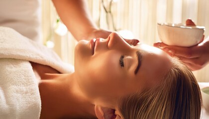 Naklejka premium Woman Enjoying a Facial Treatment 