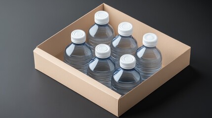 Packaged Water Bottles in Recyclable Container