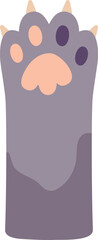 Gray cat leg. Pet paw color icon