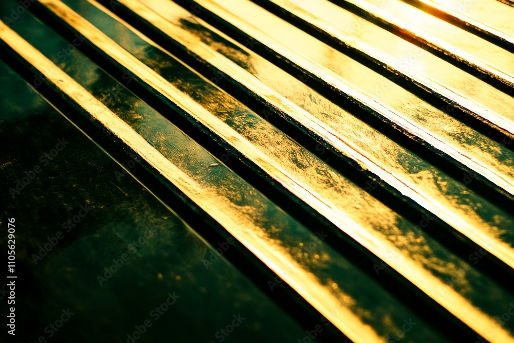 Poster the photo captures a close-up of a shiny metal surface with light reflections creating abstract patt