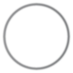 Grey Neon Glowing Circle Border Frame. Gradient Circle Frame in Black Neon.