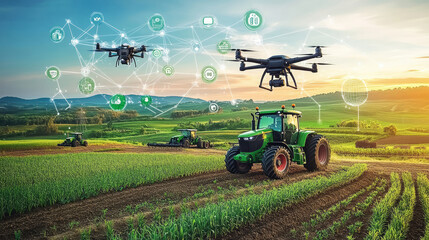 Fototapeta premium Combination of modern technology and agriculture, concept of smart agriculture