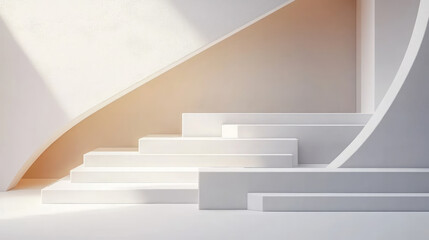 Obraz premium Modern white minimalist building interior space