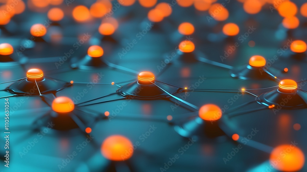 Aufkleber abstract circuit network with glowing lights and ai generated illustration