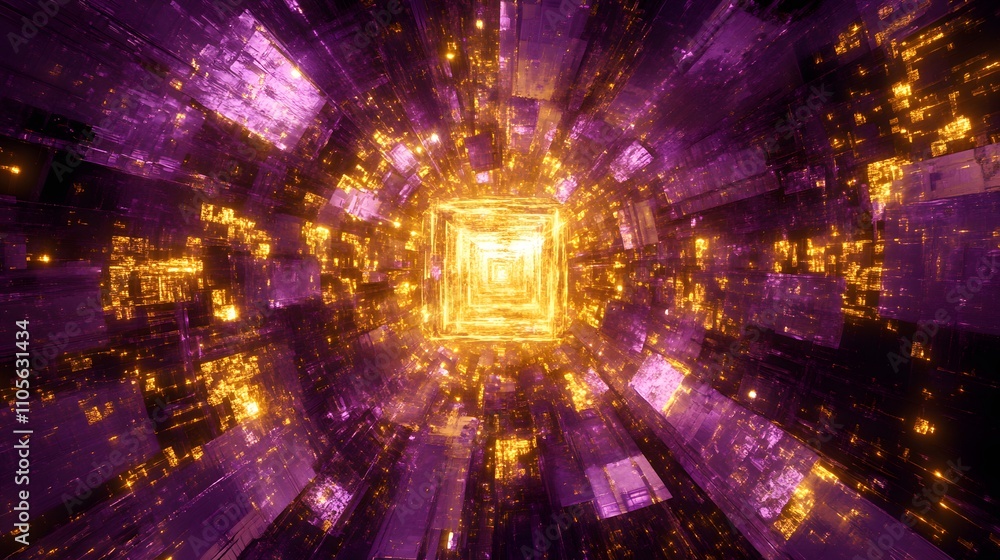 Aufkleber abstract concept of a quantum processor glowing circ ai generated illustration