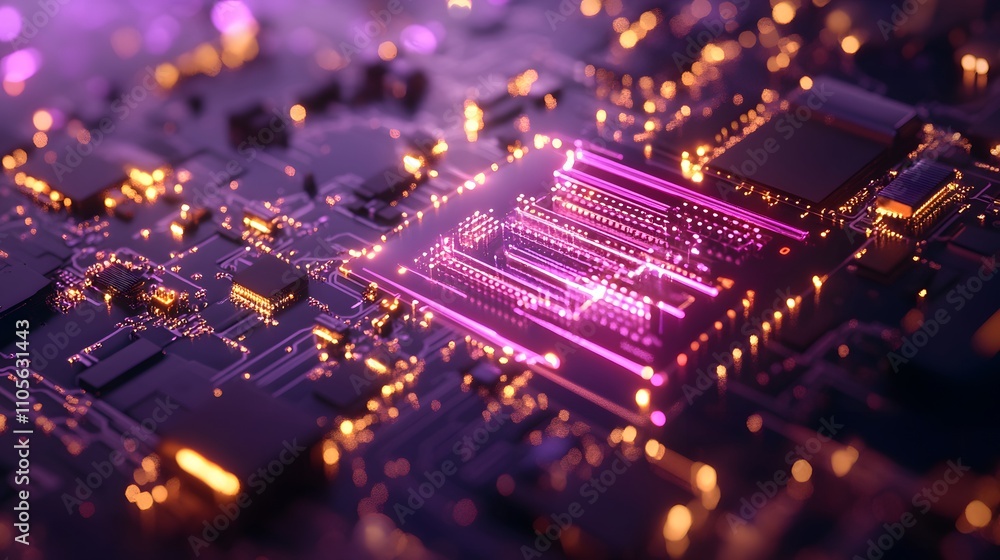 Poster abstract concept of a quantum processor glowing circ ai generated illustration