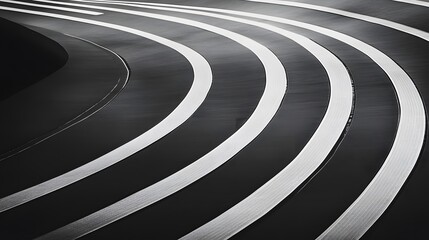 Abstract curved running track lines against a monoch AI generated illustration