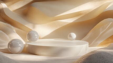 Abstract desert inspired scene with a smooth podium AI generated illustration