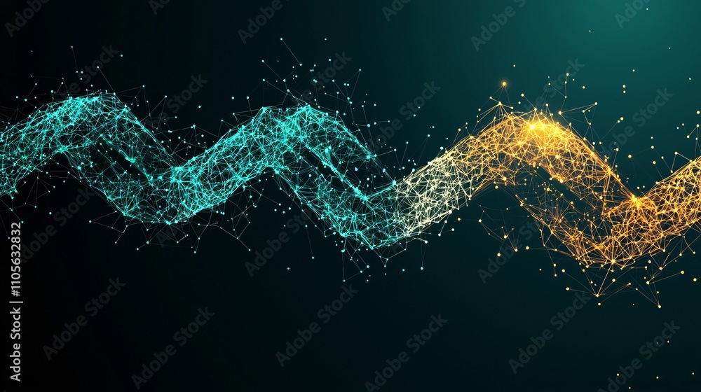 Aufkleber A glowing blockchain symbol integrated into a business innovation presentation Stock Photo with side copy space