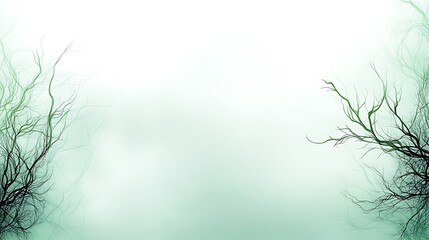 Abstract Green and Black Branches Against a Soft Background