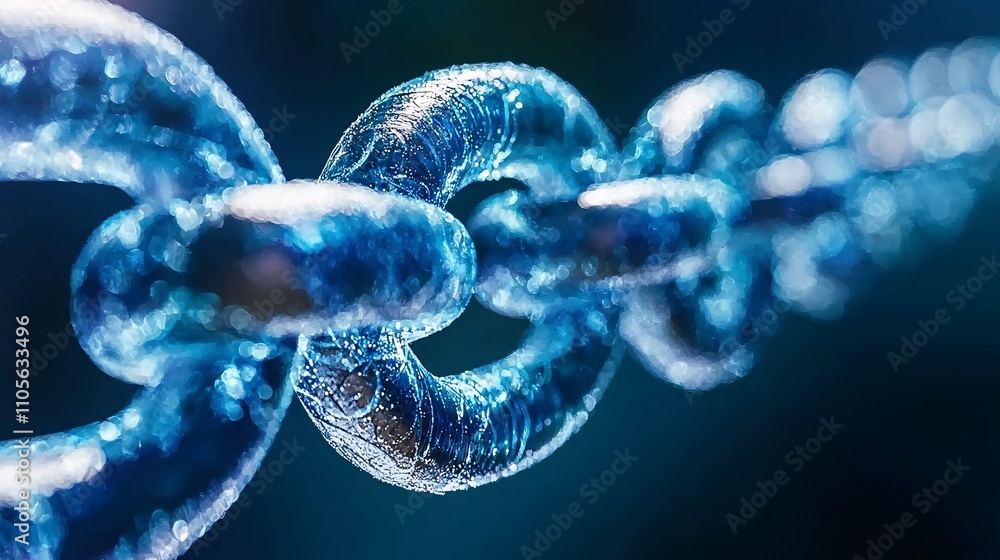 Poster An interconnected global network showcasing blockchain technology in action Stock Photo with side copy space