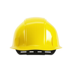 Yellow hard hat from back view isolated on white background, 3d render. Yellow helmet cutout for Labour Day concept.