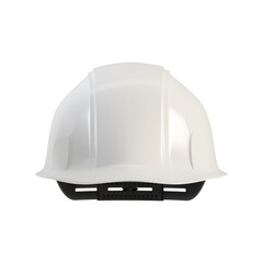 White hard hat from back view isolated on white background, 3d render. White helmet cutout for Labour Day concept.