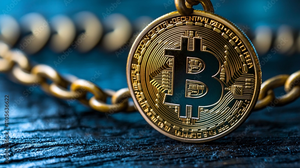 Poster A visual of peer-to-peer blockchain transactions creating a decentralized ecosystem Stock Photo with side copy space