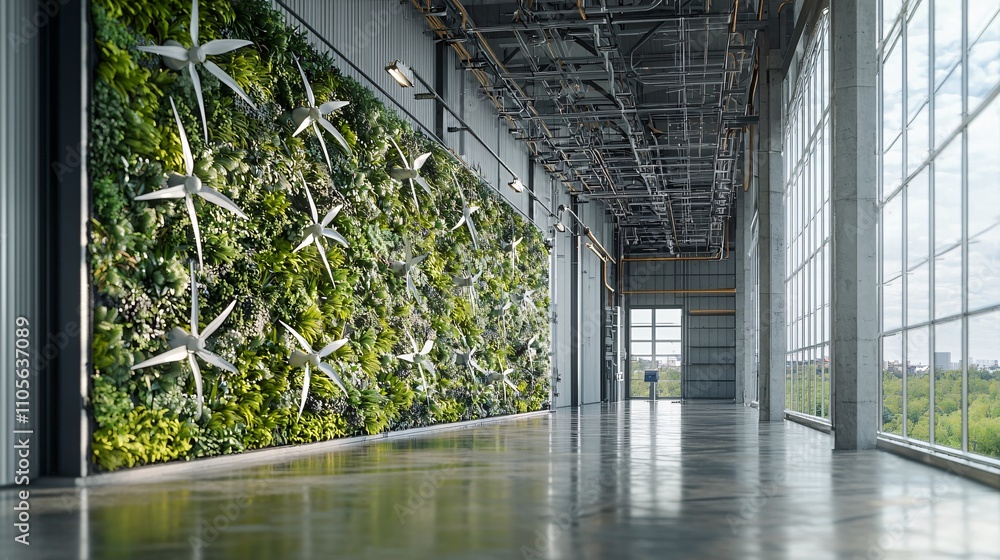 Poster an innovation lab showcasing blockchain use cases in energy and sustainability stock photo with side
