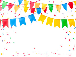 streamers and confetti isolated on transparent background, copy space