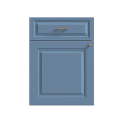 3d render of a blue kitchen facade, doors for kitchen cabinets, front view