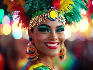 Vibrant carnival festival celebrating culture in rio de janeiro colorful costumes festive atmosphere nighttime joy cultural extravaganza
